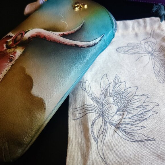 Anuschka Handpainted Leather Pouch Texas Longhorn Western NWT *LIVE SHOW listing - Picture 6 of 15